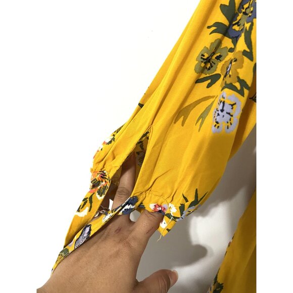 Old Navy Yellow Floral Shift Dress Tie Sleeves Round Neck Mini Size XXL - Picture 4 of 9